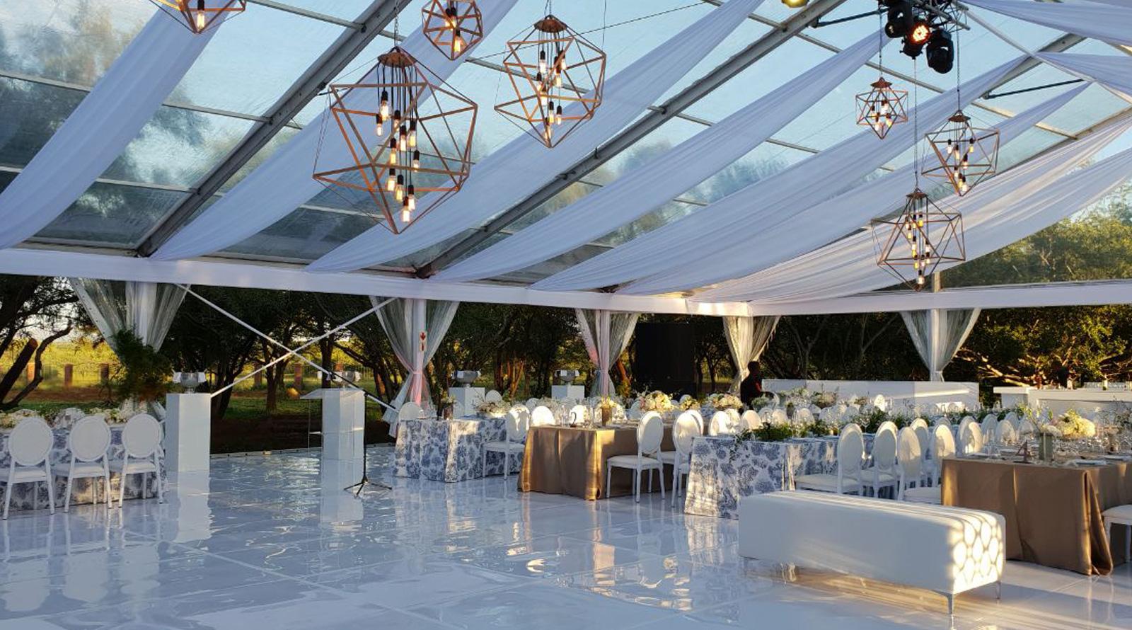 Glass on sale tent hire